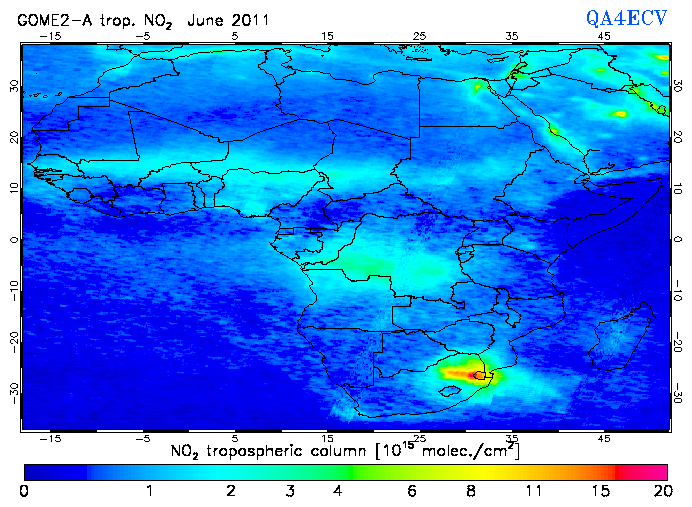 Regional Tropospheric NO2 of June 2011