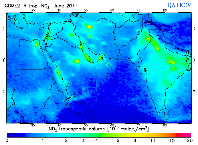 Regional Tropospheric NO2 of June 2011