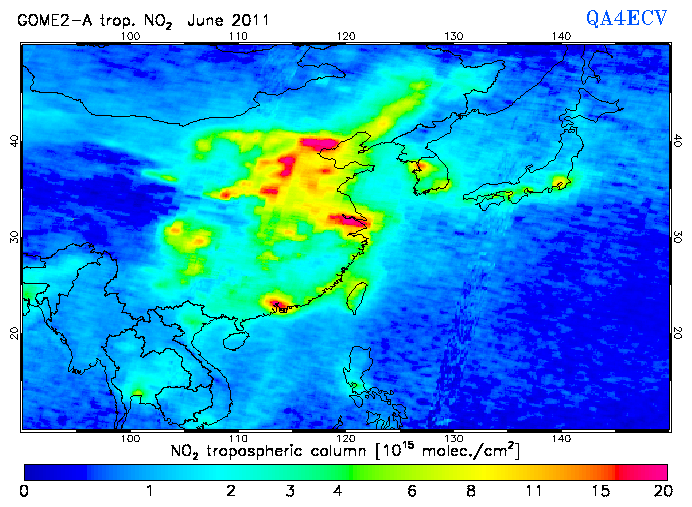 Regional Tropospheric NO2 of June 2011