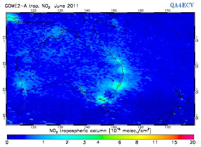 Regional Tropospheric NO2 of June 2011