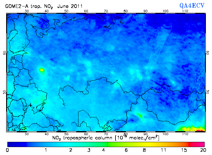 Regional Tropospheric NO2 of June 2011