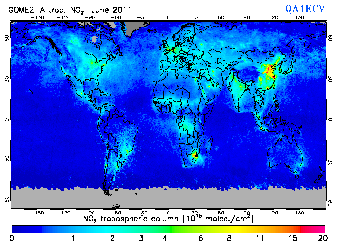 Regional Tropospheric NO2 of June 2011
