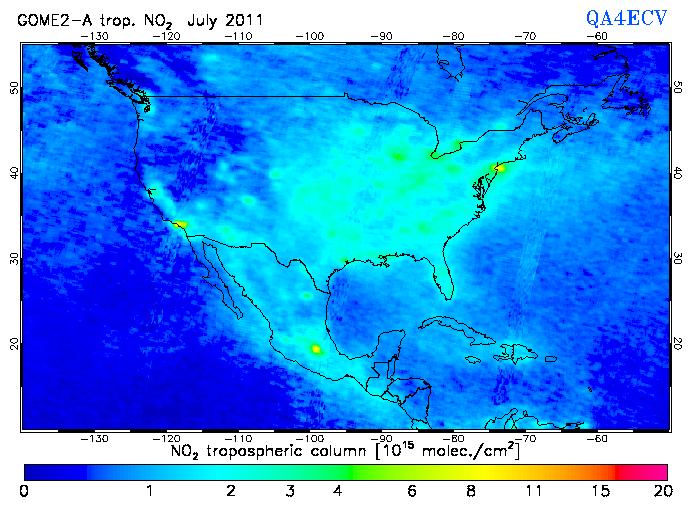 Regional Tropospheric NO2 of July 2011