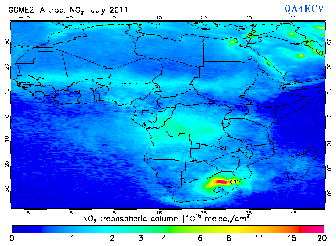 Regional Tropospheric NO2 of July 2011