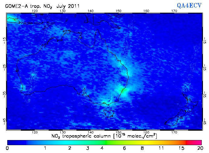 Regional Tropospheric NO2 of July 2011
