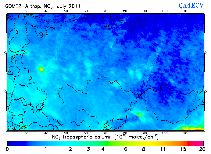 Regional Tropospheric NO2 of July 2011