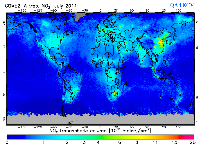 Regional Tropospheric NO2 of July 2011