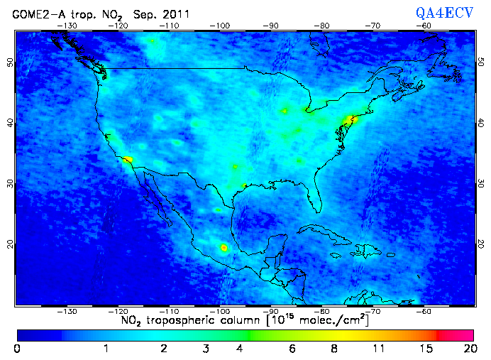Regional Tropospheric NO2 of September 2011