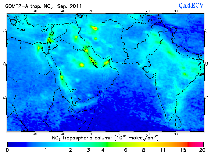 Regional Tropospheric NO2 of September 2011