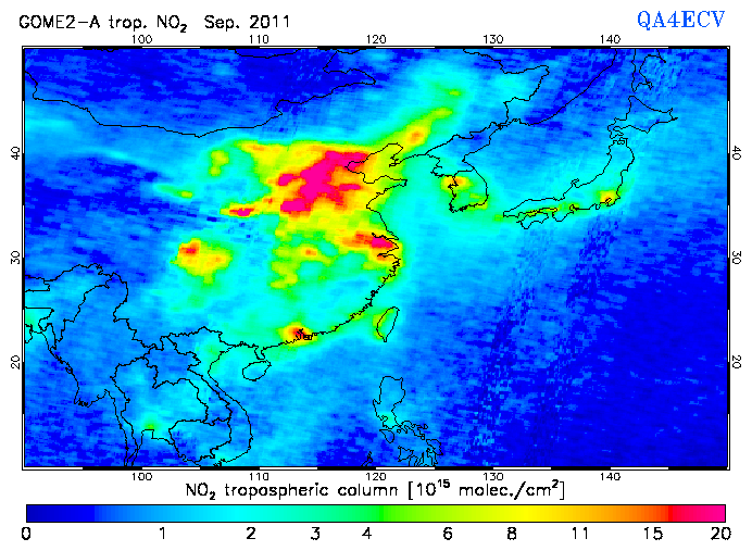 Regional Tropospheric NO2 of September 2011