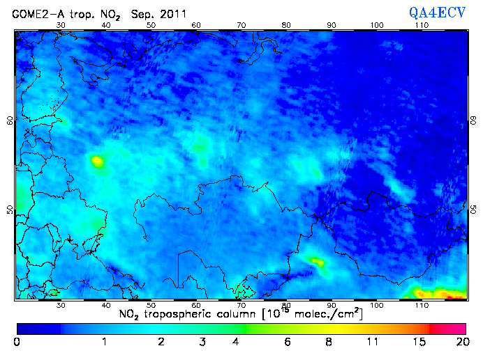 Regional Tropospheric NO2 of September 2011