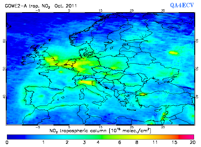 Regional Tropospheric NO2 of October 2011