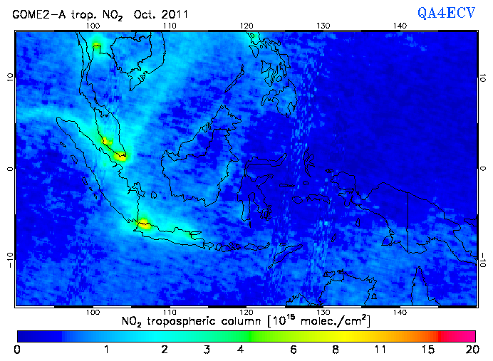 Regional Tropospheric NO2 of October 2011