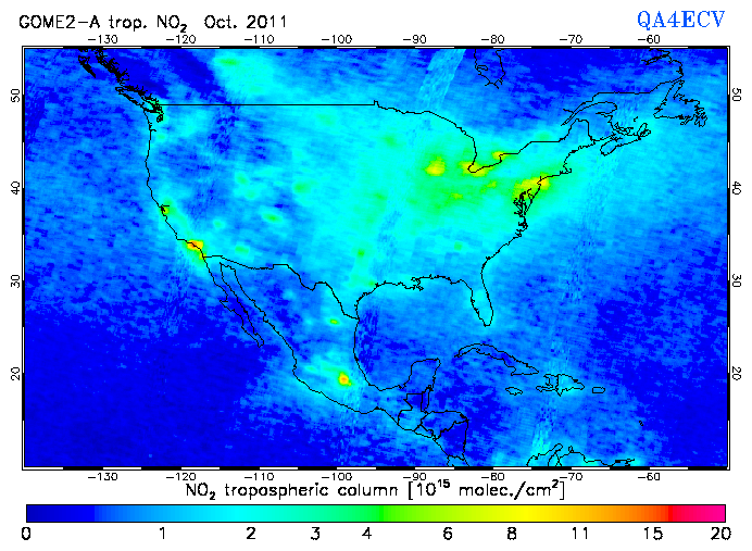 Regional Tropospheric NO2 of October 2011