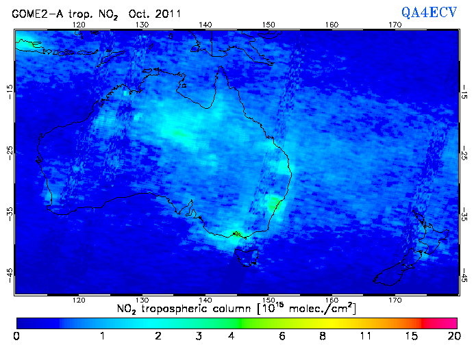 Regional Tropospheric NO2 of October 2011