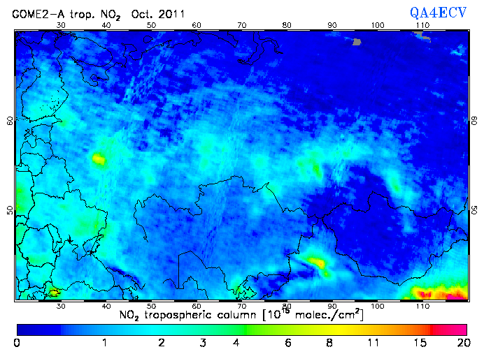 Regional Tropospheric NO2 of October 2011