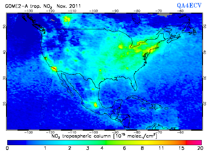 Regional Tropospheric NO2 of November 2011