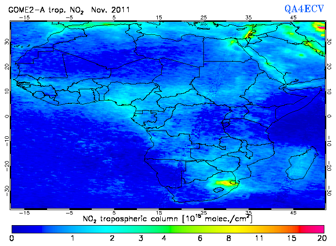 Regional Tropospheric NO2 of November 2011