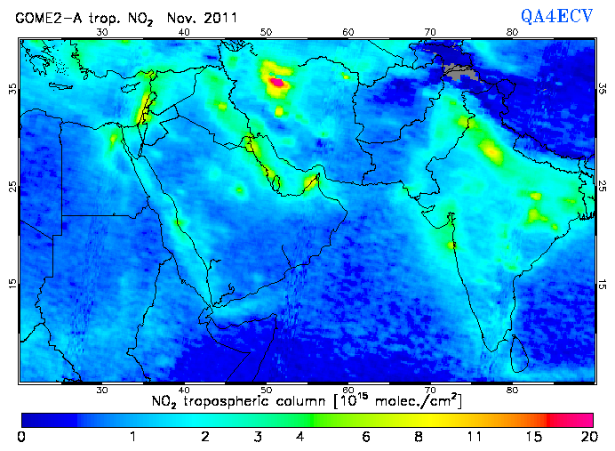 Regional Tropospheric NO2 of November 2011