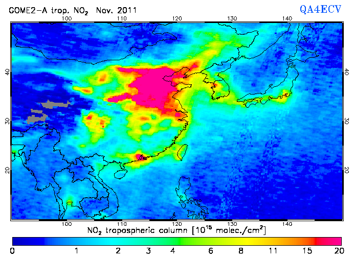 Regional Tropospheric NO2 of November 2011