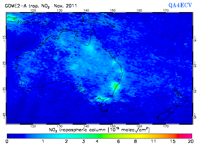 Regional Tropospheric NO2 of November 2011