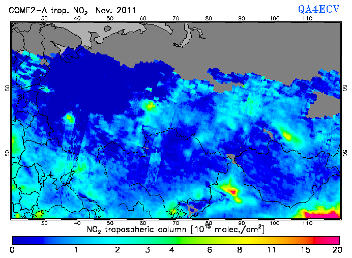 Regional Tropospheric NO2 of November 2011