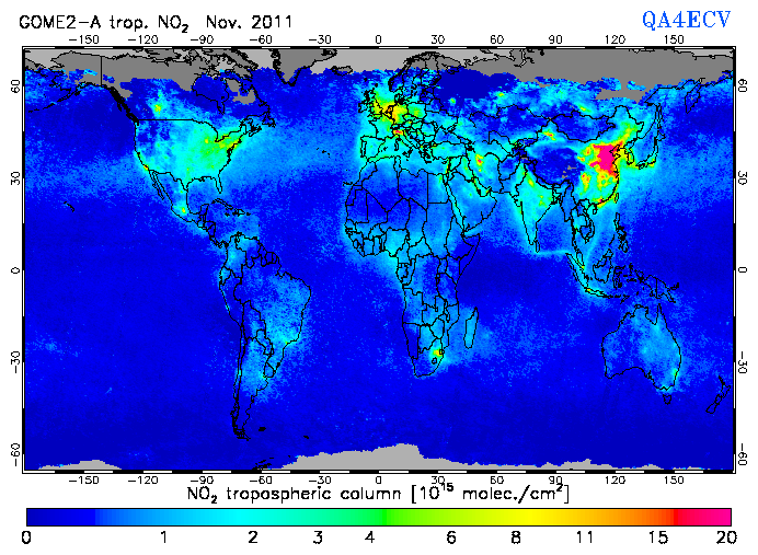 Regional Tropospheric NO2 of November 2011