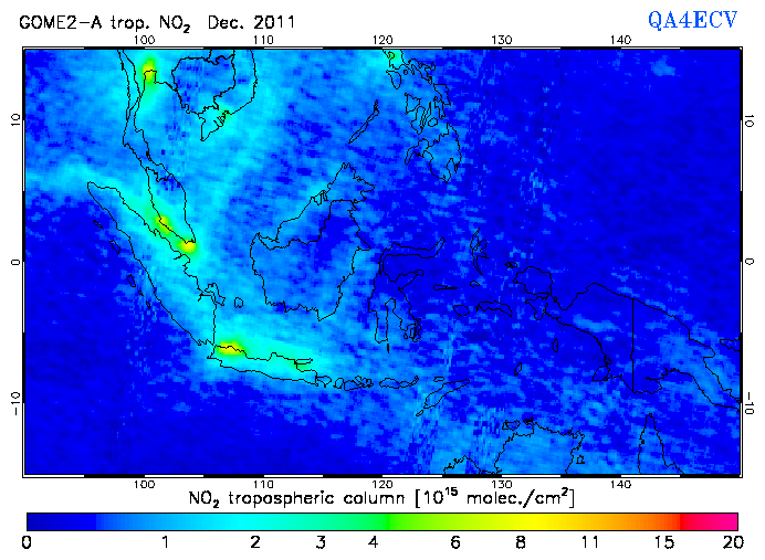 Regional Tropospheric NO2 of December 2011