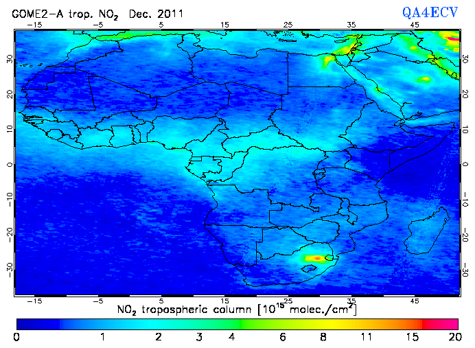 Regional Tropospheric NO2 of December 2011