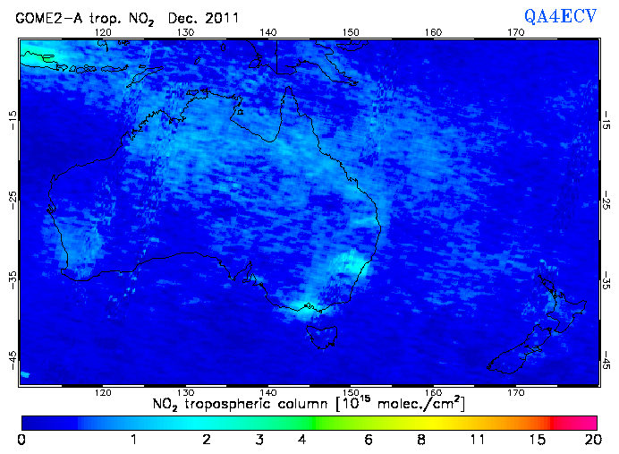 Regional Tropospheric NO2 of December 2011