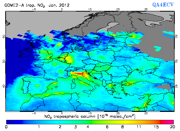 Regional Tropospheric NO2 of January 2012