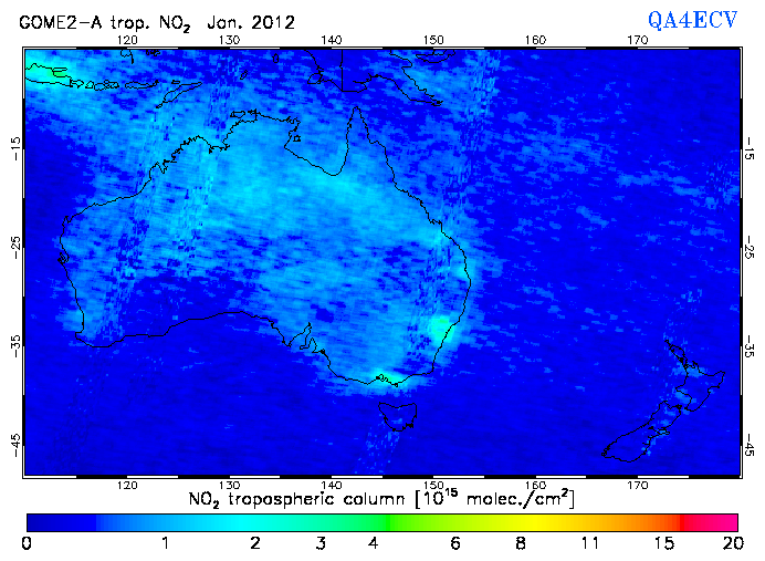 Regional Tropospheric NO2 of January 2012