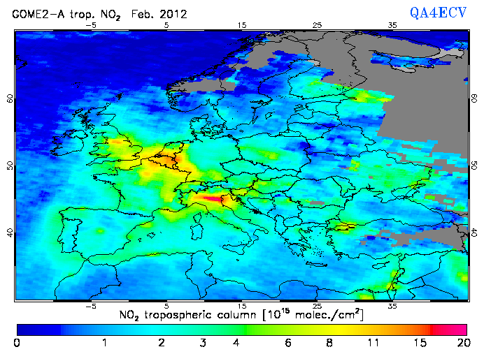 Regional Tropospheric NO2 of February 2012