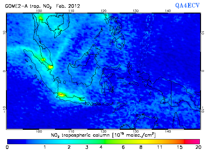 Regional Tropospheric NO2 of February 2012