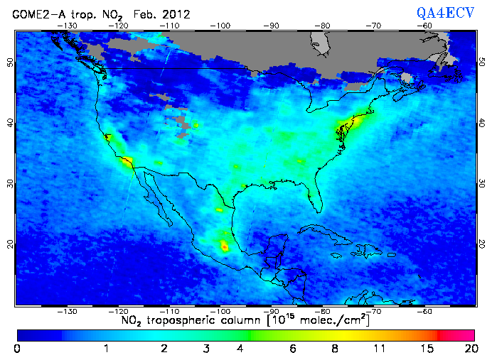 Regional Tropospheric NO2 of February 2012