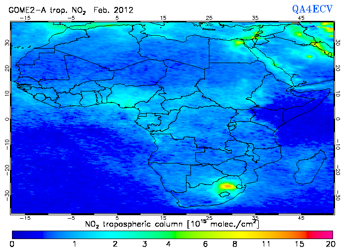 Regional Tropospheric NO2 of February 2012