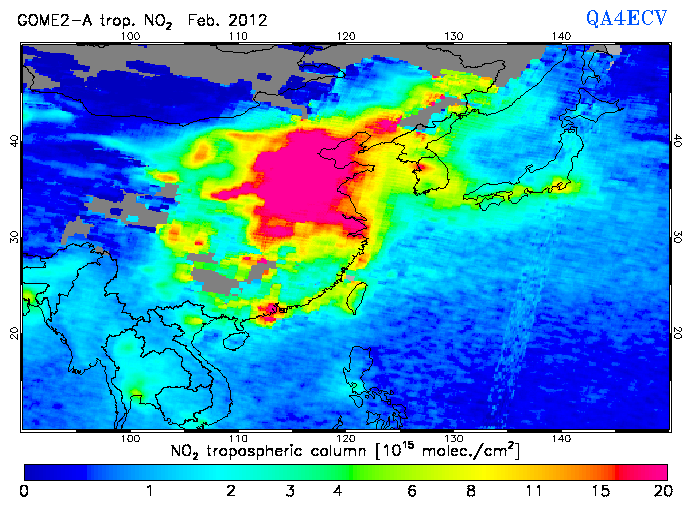 Regional Tropospheric NO2 of February 2012