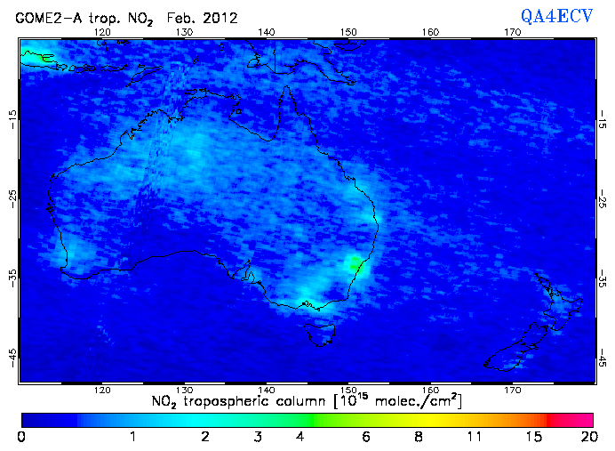 Regional Tropospheric NO2 of February 2012