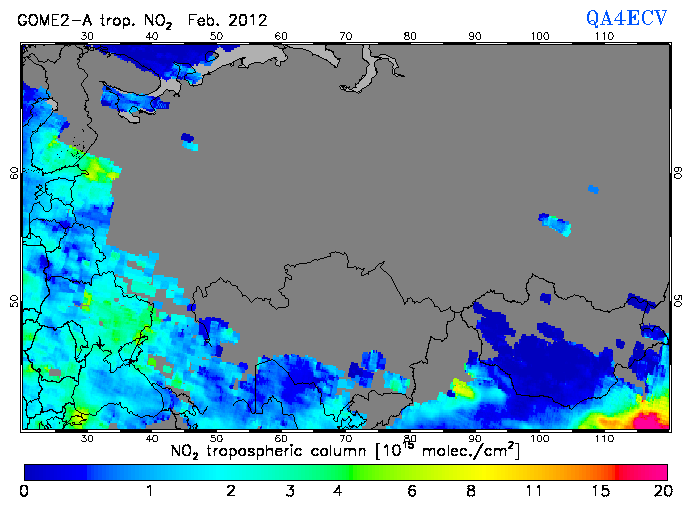 Regional Tropospheric NO2 of February 2012