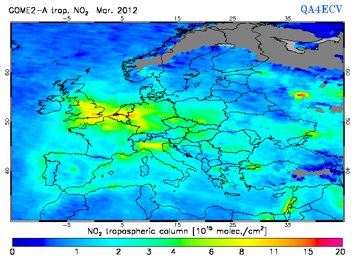 Regional Tropospheric NO2 of March 2012