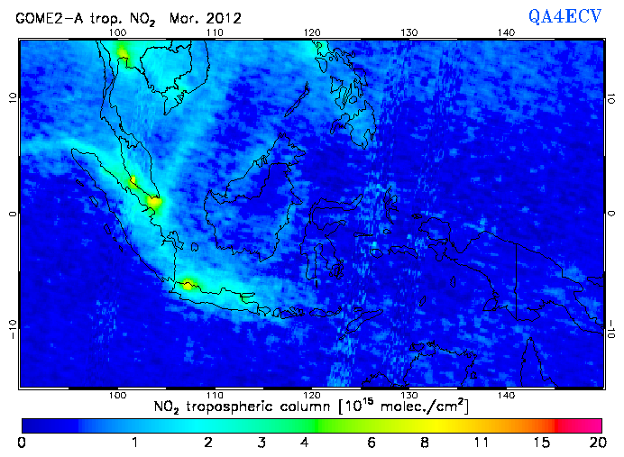 Regional Tropospheric NO2 of March 2012