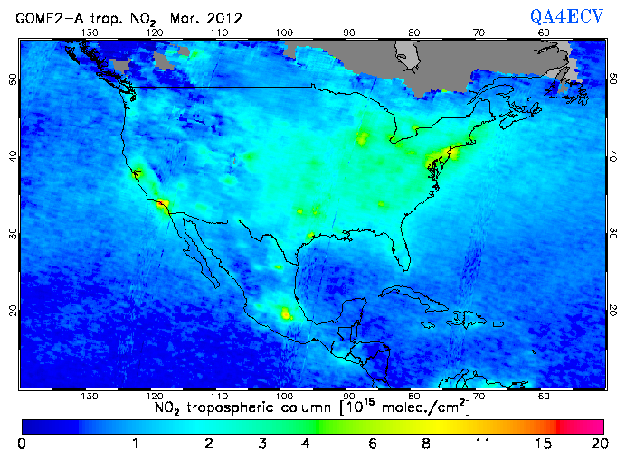 Regional Tropospheric NO2 of March 2012