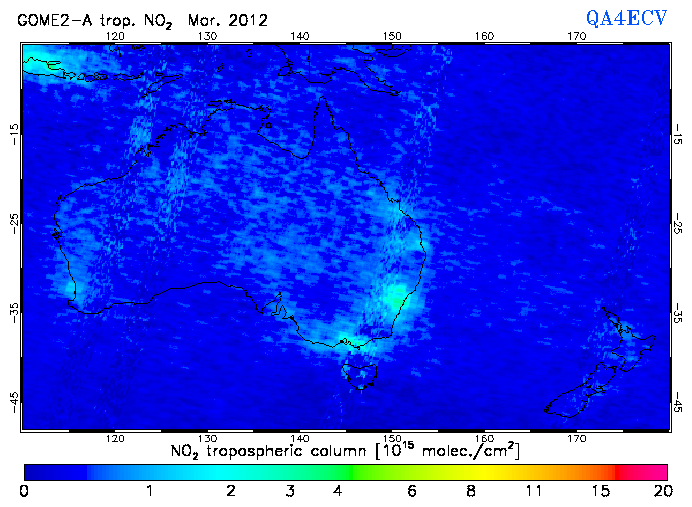 Regional Tropospheric NO2 of March 2012