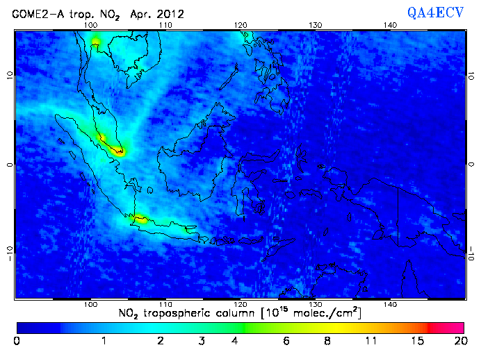 Regional Tropospheric NO2 of April 2012