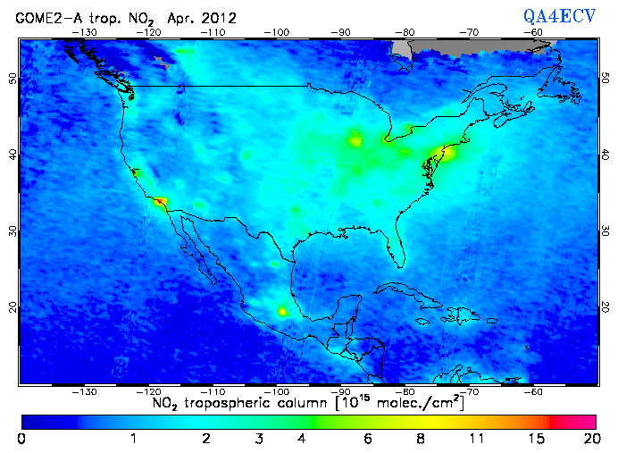 Regional Tropospheric NO2 of April 2012
