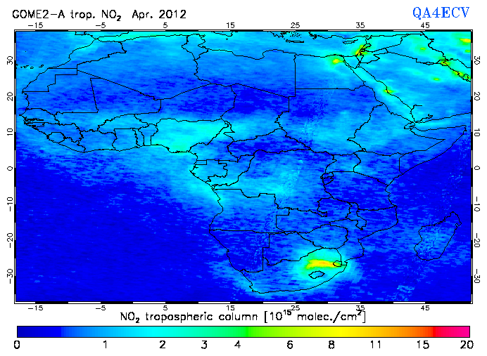 Regional Tropospheric NO2 of April 2012
