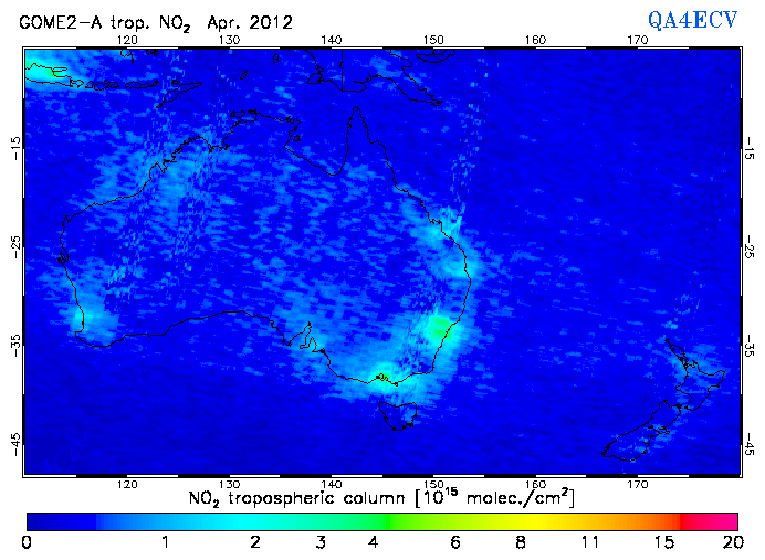 Regional Tropospheric NO2 of April 2012