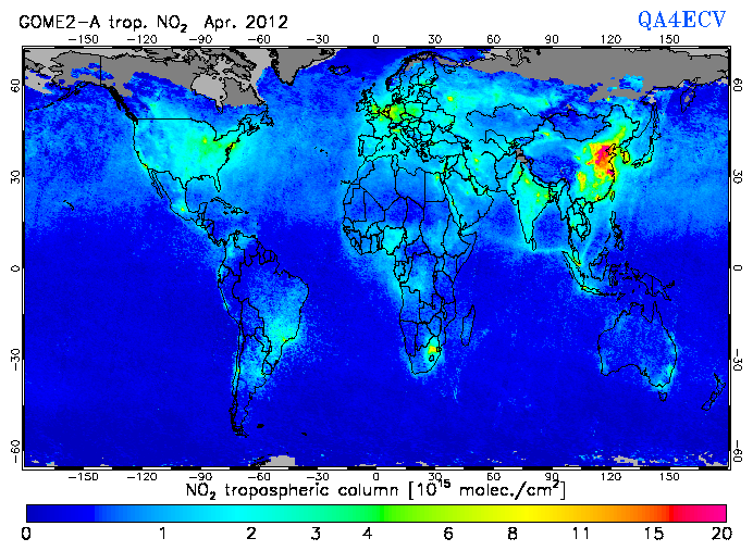 Regional Tropospheric NO2 of April 2012