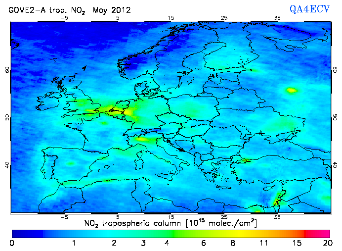 Regional Tropospheric NO2 of May 2012