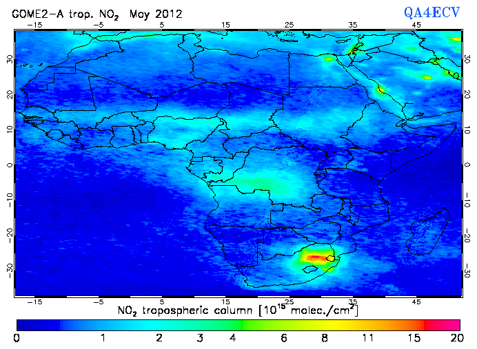 Regional Tropospheric NO2 of May 2012